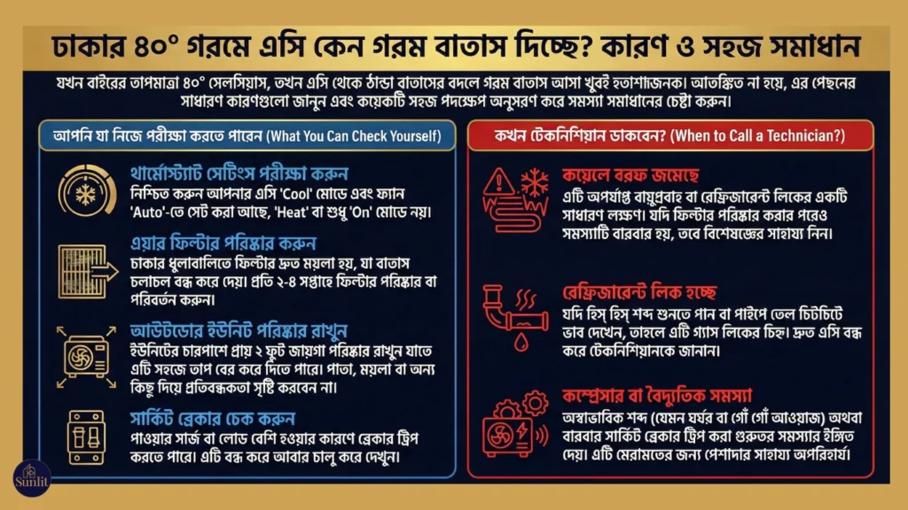 এসি কেন গরম বাতাস দিচ্ছে Infographic