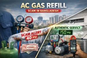 AC gas refill scam awareness graphic
