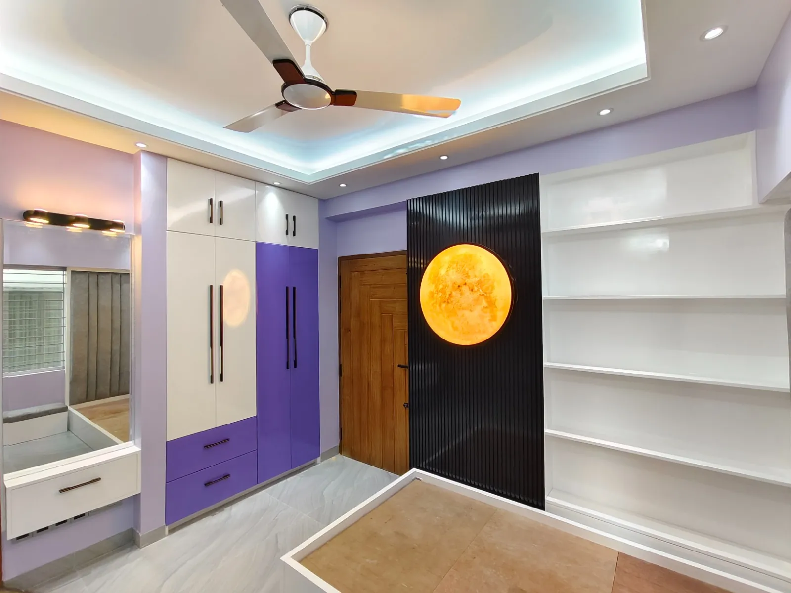 purple-white-bedroom-wardrobe-moon-wall-light